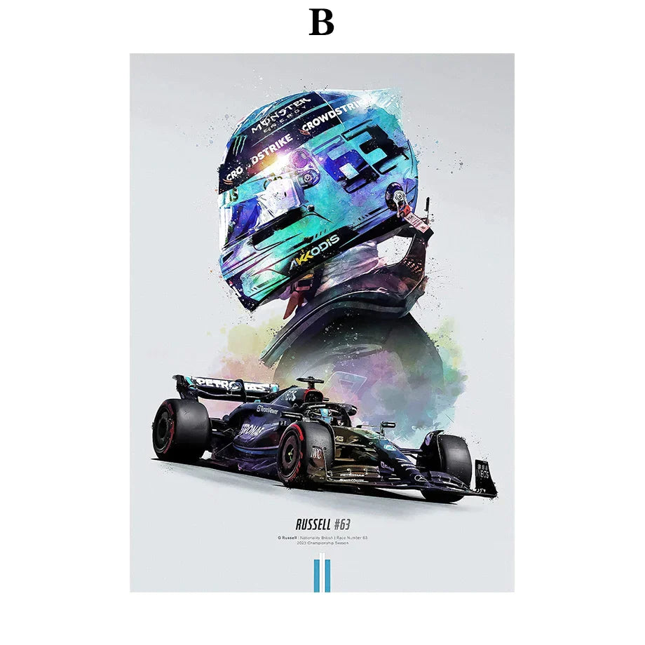 FI Formel 1 Rennhelm 2023 Saison Meisterschaft Team Bewegung Wandkunst Leinwandbild Nordisches Poster Wohnzimmer Dekor