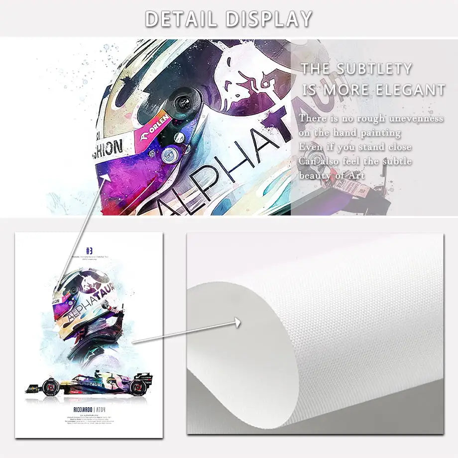 2023 Saison FI Formel 1 Rennhelm Bewegung Pop Aquarell Wandkunst Leinwandmalerei Nordic Poster Wohnzimmer Dekoration