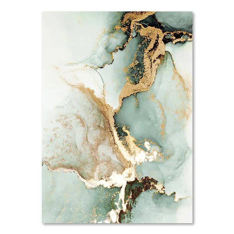 Nordic Abstract Sand Waves Gold Palm Posters Green Marble Line Coral Wall Art Print Canvas Painting Pictures Living Room Decor