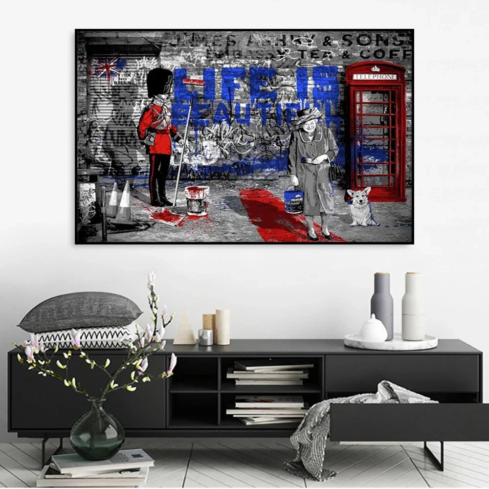 Modern Pop Wall Art Street Graffiti Bus Car Charles Chaplin HD Canvas Nordic Poster Print Home Bedroom Living Room Decoration
