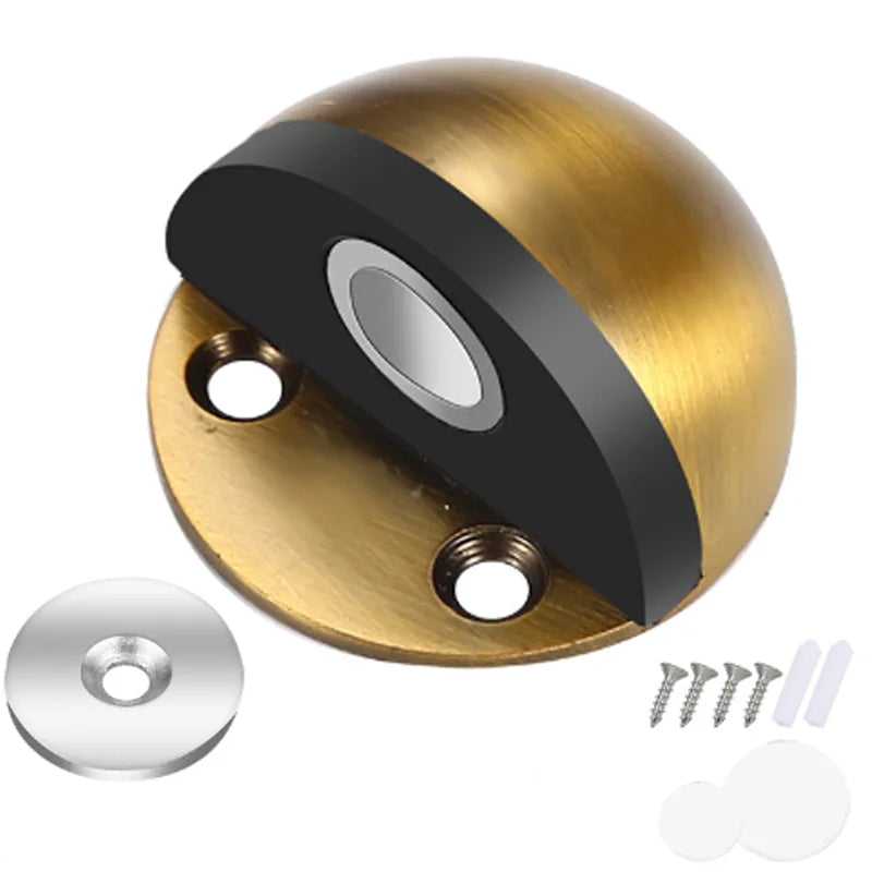 Edelstahl Magnet Türstopper - Bohrfrei, Magnetische Saugkraft, Halbrunder Gummi Anti-Kollisions Türberührung Stopp