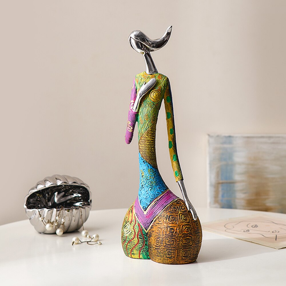 Afro-Afrika-Frauenfigurine: Harz-Abstrakt-Kunstwerk