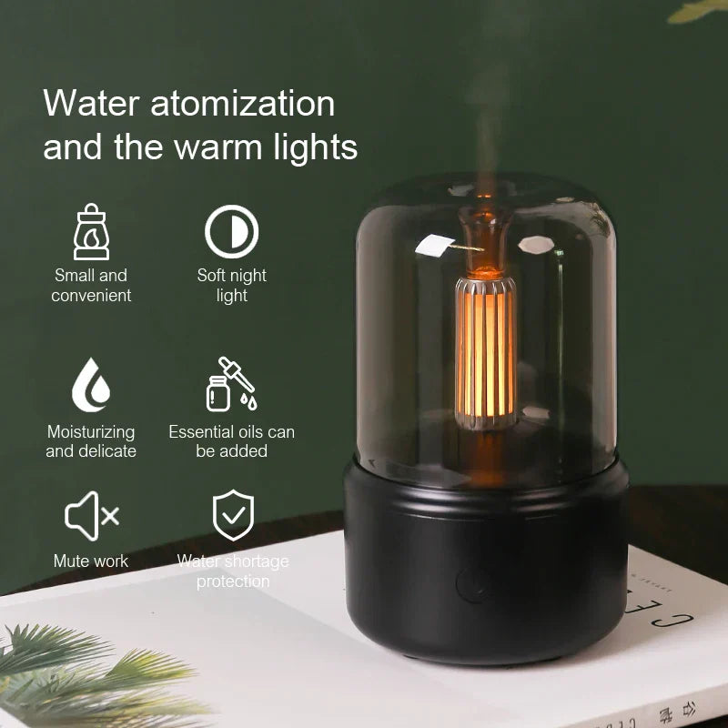 Retro Aroma Diffuser mit Nachtlicht - USB ätherischer Öl-Luftbefeuchter für Zuhause und Büro