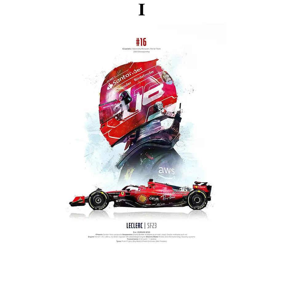 2023 Saison FI Formel 1 Rennhelm Bewegung Pop Aquarell Wandkunst Leinwandmalerei Nordic Poster Wohnzimmer Dekoration