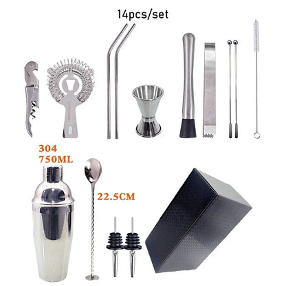 550 ml/750 ml Edelstahl Cocktail Shaker Mixer Trinken Barkeeper Set Bars Set Werkzeuge Mit Wein Regal Ständer Werkzeug für Geburtstag Geschenk