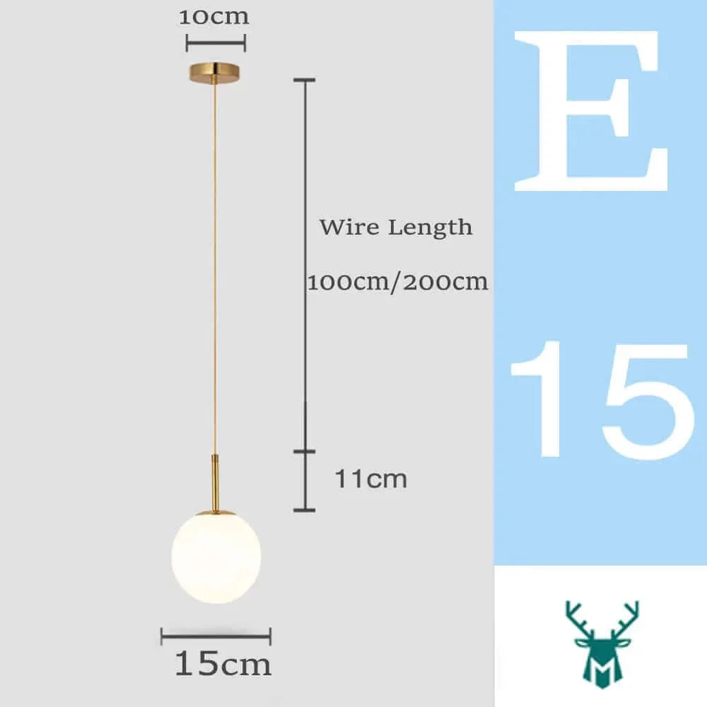 Mid-Century Modern Glas Ball Pendelleuchte