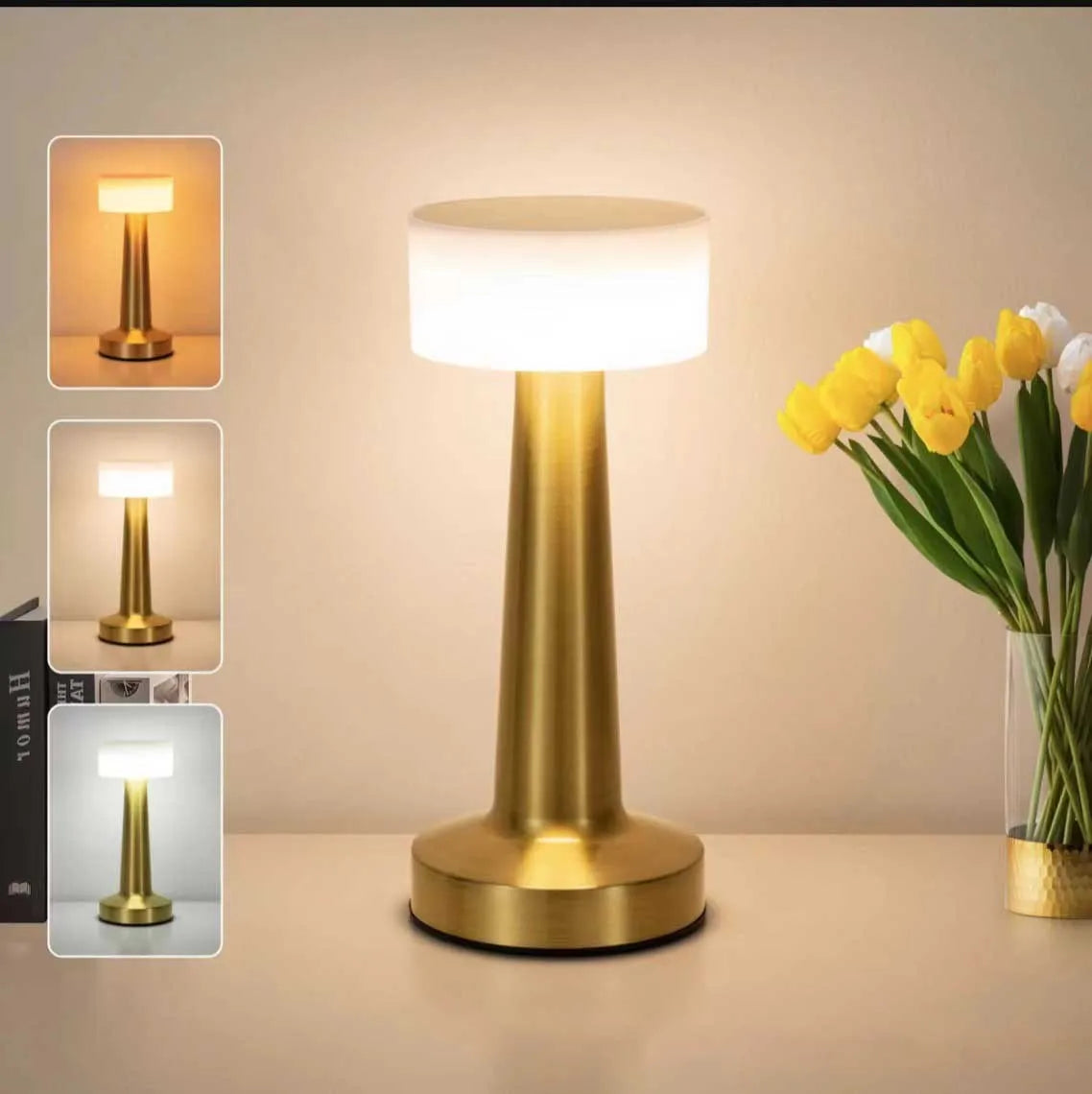 Frendorf | Retro LED wiederaufladbare Stehlampe – Touch-Steuerung, 3-stufige Dimmung, tragbare Tischleuchte für Schlafzimmer, Couchtisch und Camping