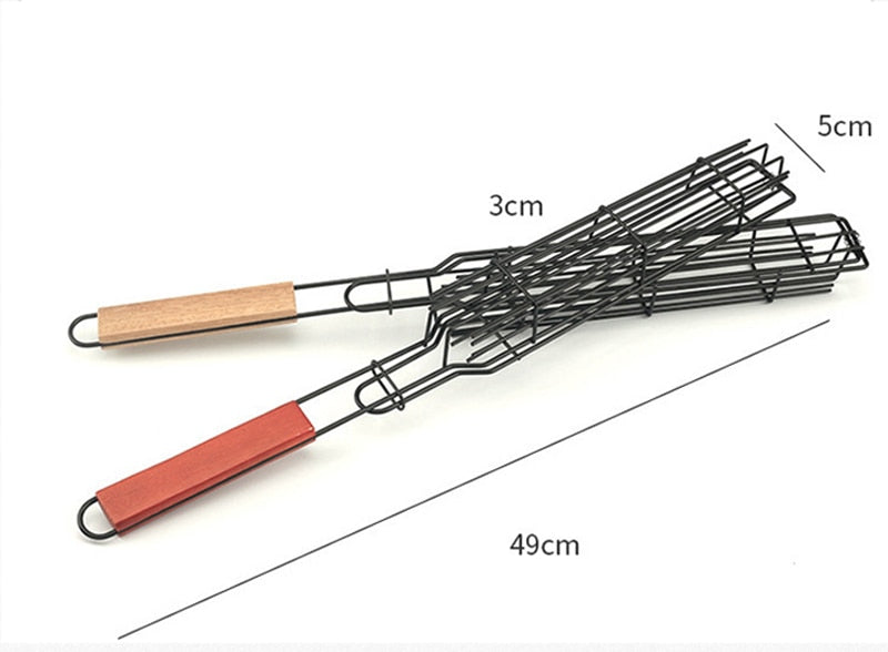 Tragbarer Antihaft-BBQ-Grillkorb - Kohlen-Grill-Zubehör für Outdoor-Camping, Picknick und Fleischröstung