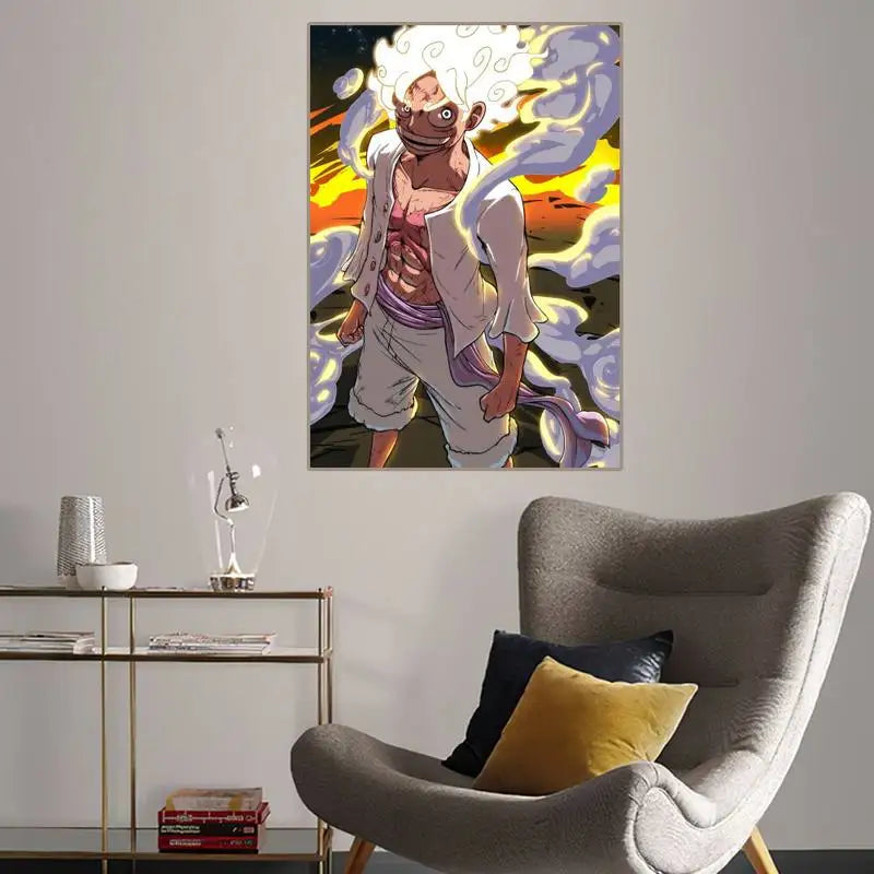 One Anime P-Piece Luffy Gear 5 POSTER Gift Home Decor Picture for Living Room Bedroom Small