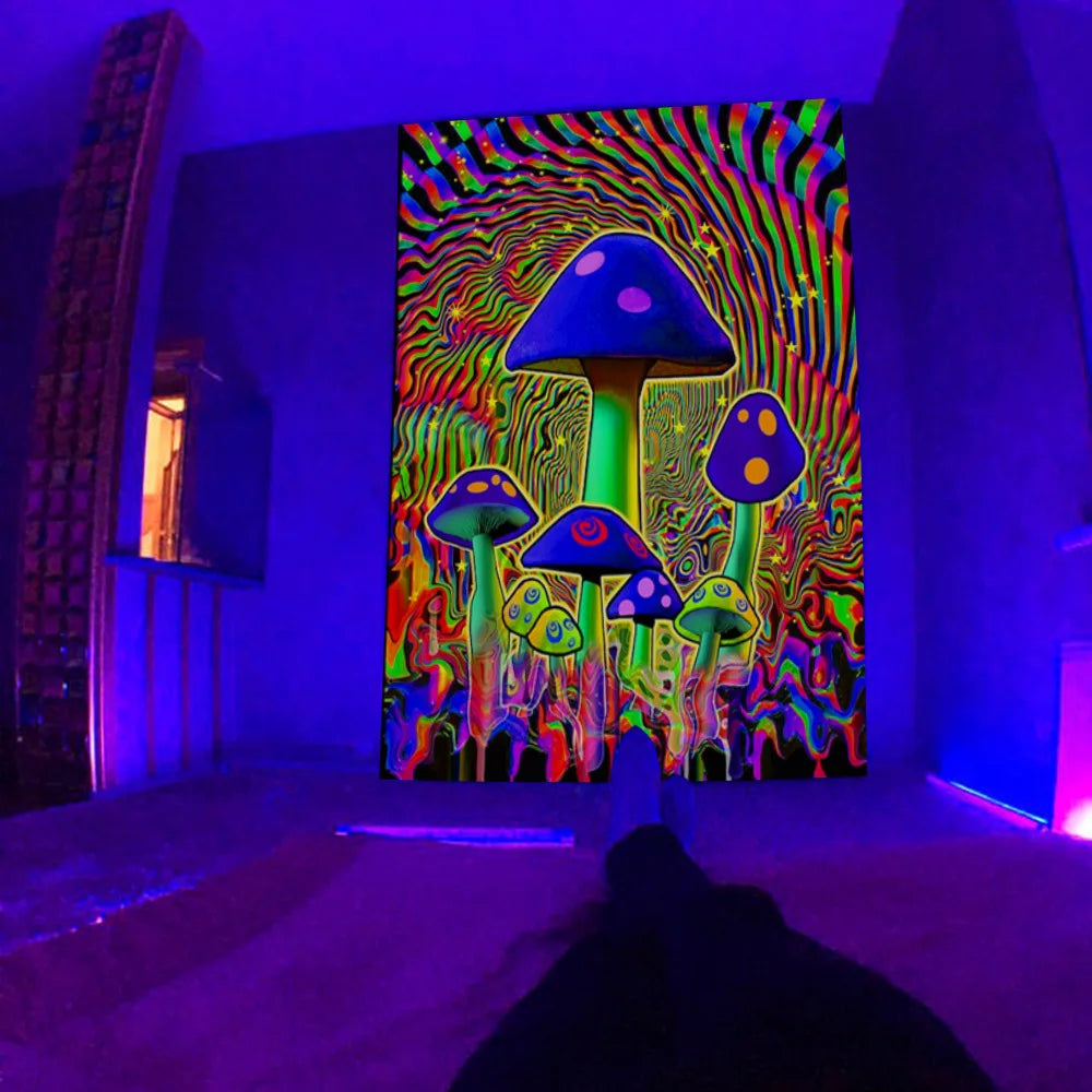 Psychedelischer Pilz Glow Wandteppich