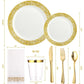 350pcs Einweg-Gold Spitze Geschirr Set für 50 Gäste