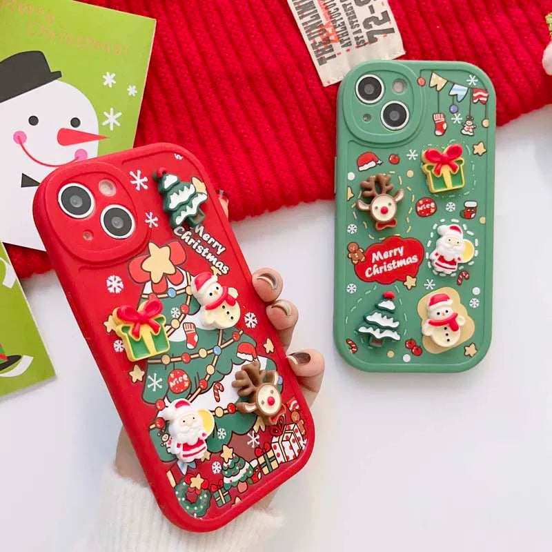 Frohe Weihnachten Elch Schneemann Santa Cartoon iPhone Hülle