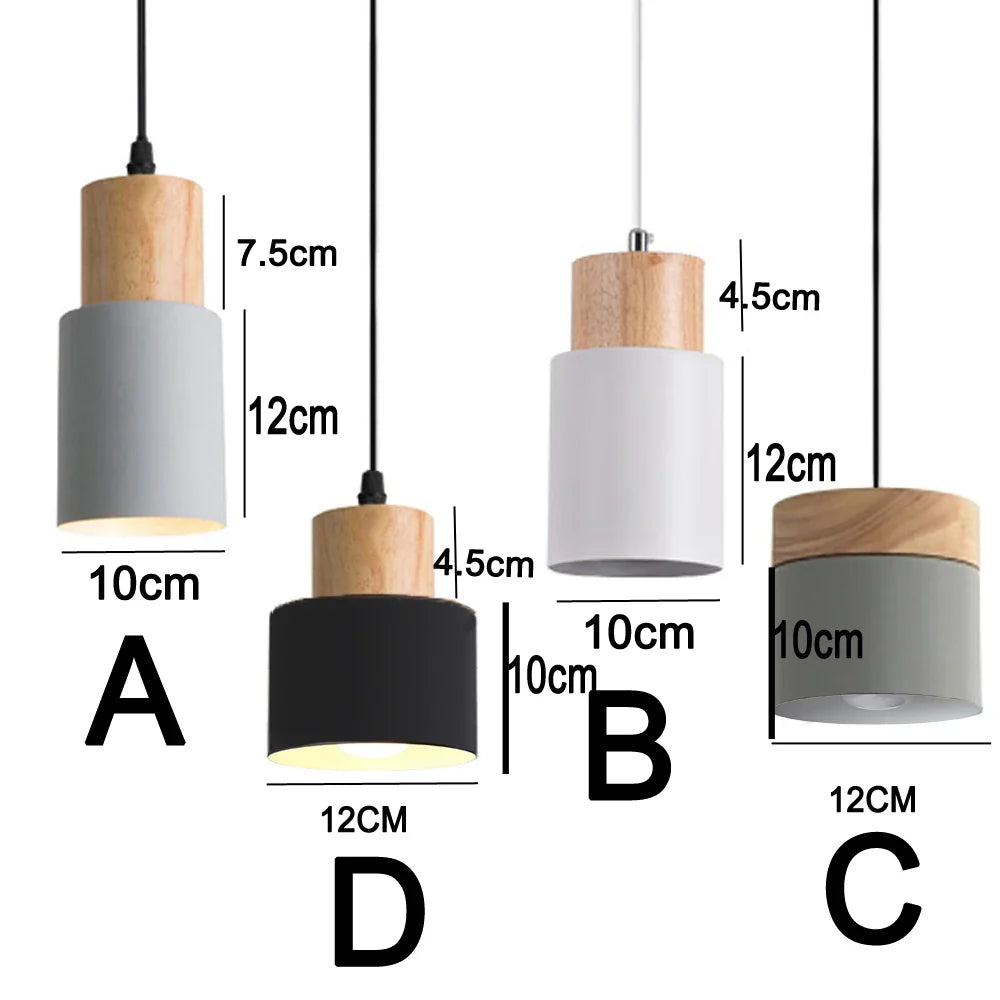 Nordische LED-Pendelleuchten aus Metall und Holz - Moderne Hängelampen für Esszimmer und Küche