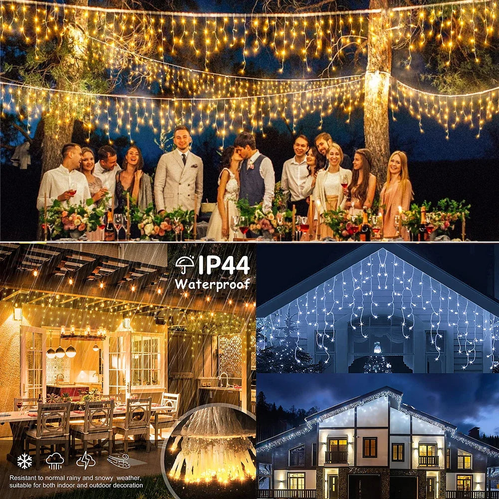 Outdoor Winter Slänger LED Eiszapfen Vorhang Weihnachtsbeleuchtung - Curtcle