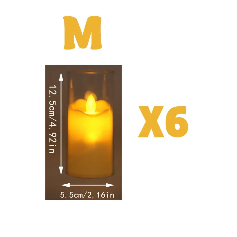 Set aus 6 LED flammenlosen elektrischen Kerzen: Flackernde batteriebetriebene Fake Teelichter aus Acrylglas - Perfekt für Hochzeiten und Weihnachtsdekoration