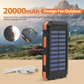 Frendorf | 20000mAh tragbare Solar-Powerbank mit Dual-USB und LED-Taschenlampe