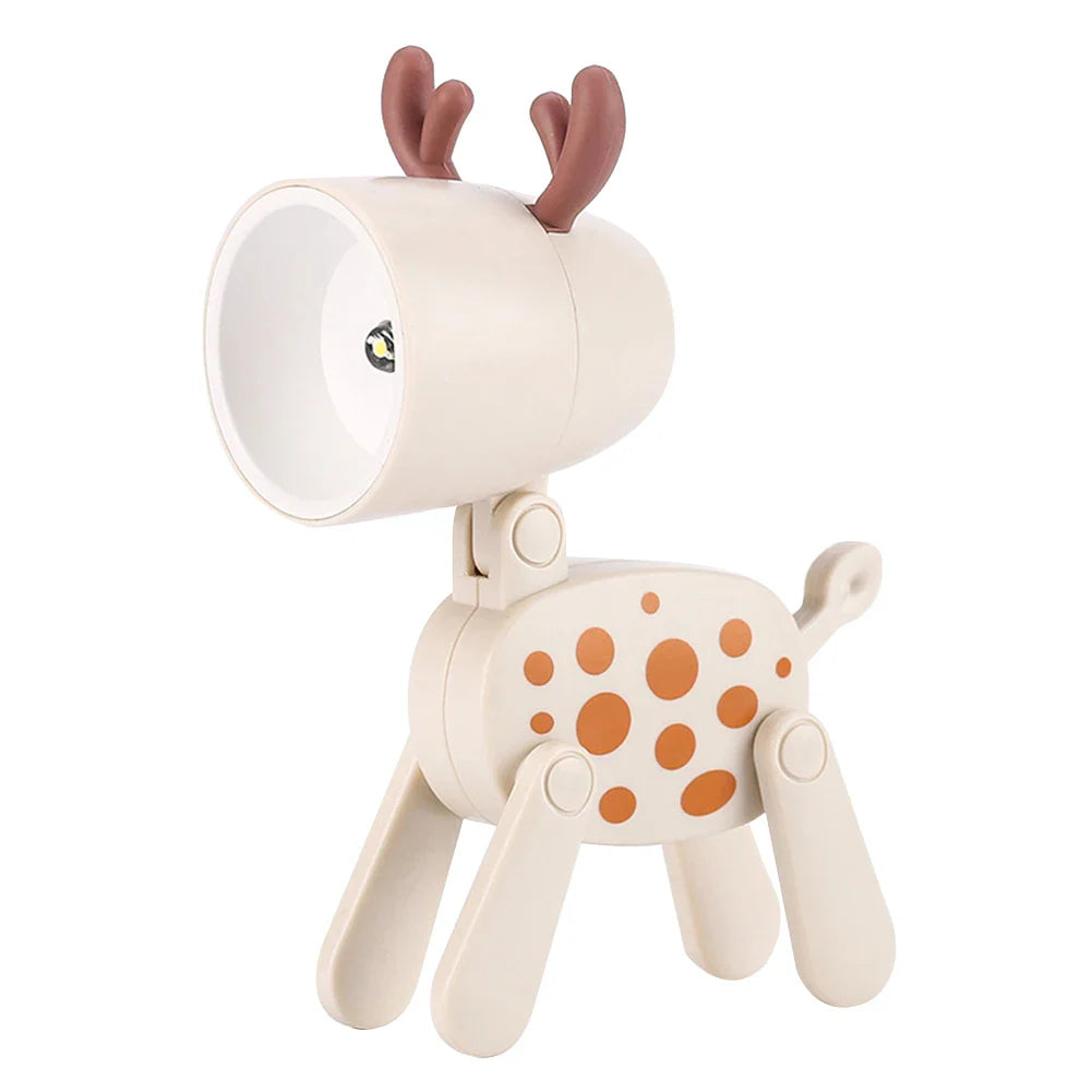Niedliche LED Nachtlampe - Mini Haustier Hund, Reh, Dinosaurier Klapp-Tischlampe für Kinderzimmer