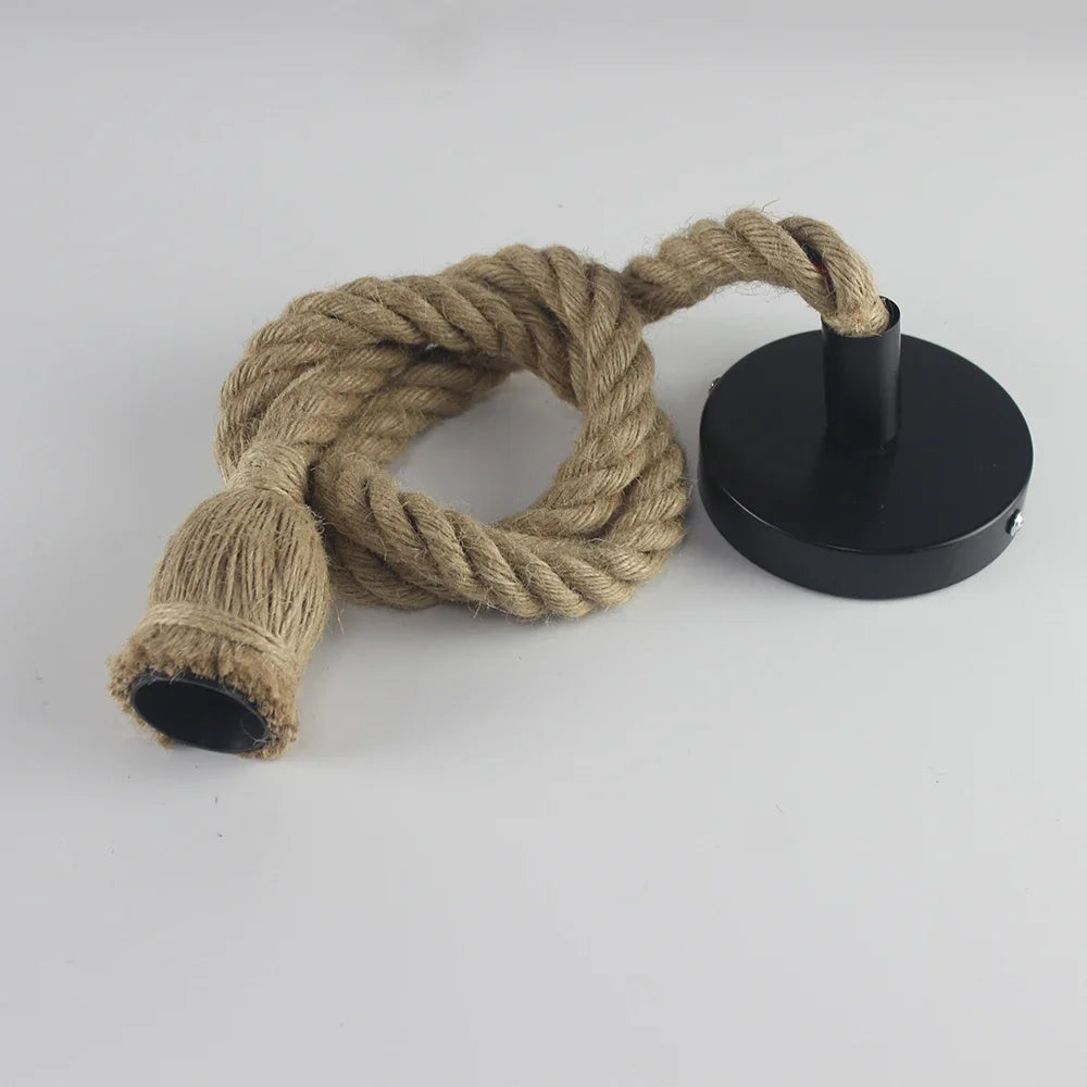Vintage Hanfseil Pendelleuchte