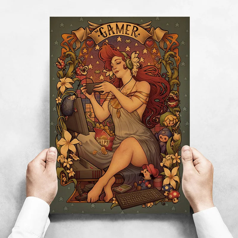 Art Nouveau Kraftpapier Poster Vintage Zuhause Zimmer Bar Café Dekor Ästhetische Kunst Wandgemälde