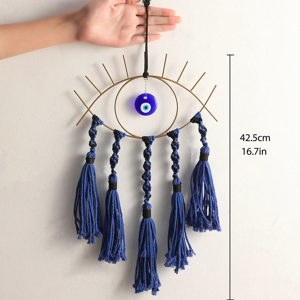Evil Eye Makramee Wandbehang Traumfänger Boho Zimmer Dekor Türkisches Auge Wohnzimmer Schlafzimmer Feng Shui Amulett Heimdekoration