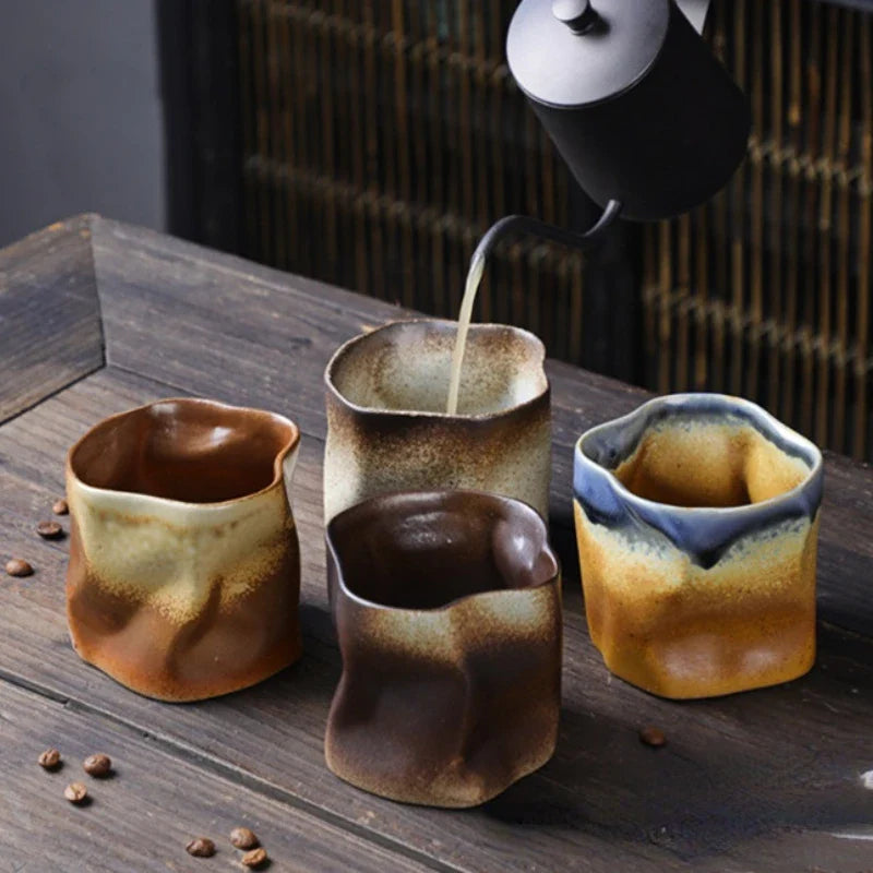Unregelmäßige gedrehte Form Tasse 9,47 Unzen/280 ml Keramik Kaffee Teetasse ohne Griff Polychromatische kreative Keramik Tassen Kaffeetassen Retro