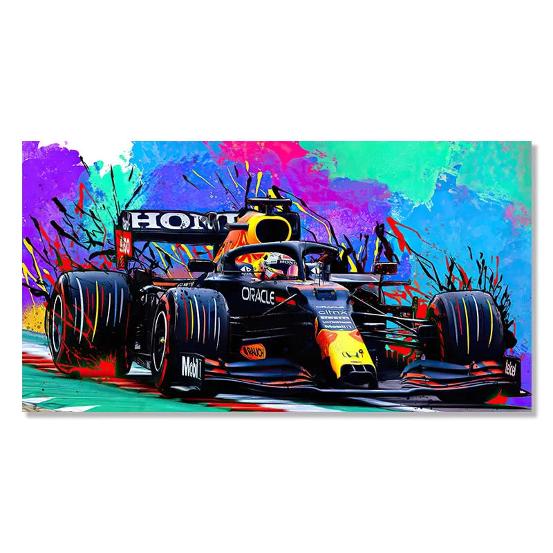 F1-Weltmeisterschaft Auto Malerei Poster Abstrakte Graffiti Wandkunst Leinwanddrucke Modulare Bilder Wohnraumdekoration