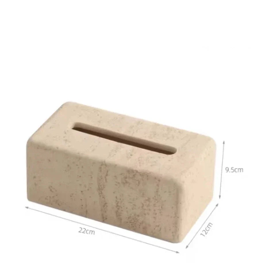 Frendorf | Travertino Faux Travertine Taschentuchhalter | Elegante Badezimmer-Deko | Praktisch & Stilvoll