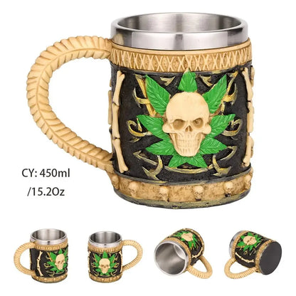 Mittelalterlicher Drachenharz-Edelstahlbecher als Kaffeebecher oder Teebecher