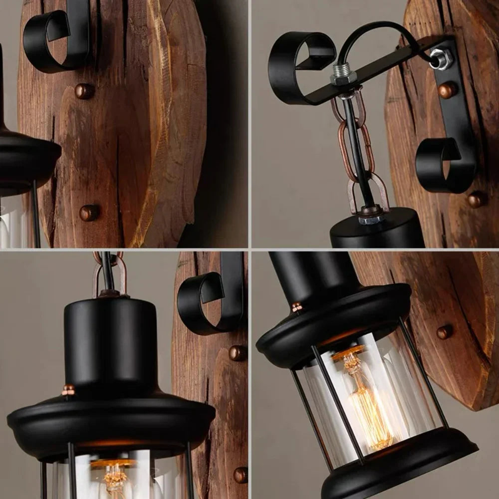 Retro Laternenlampe Industrielle Laternen-Wandleuchte