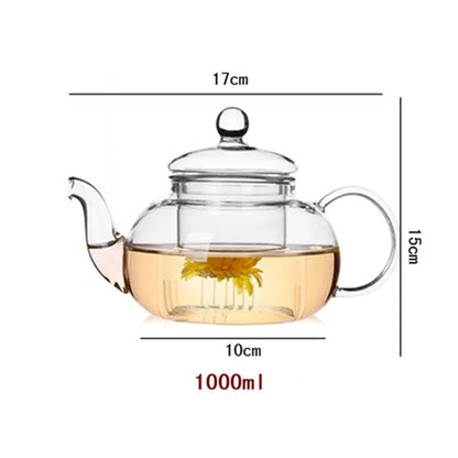 1000ml hitzebeständige Glas-Teekanne, Glas-Teekanne mit Infuser Teeblatt Kräuterkaffeekanne Teeset Praktische Flasche Blumentasse