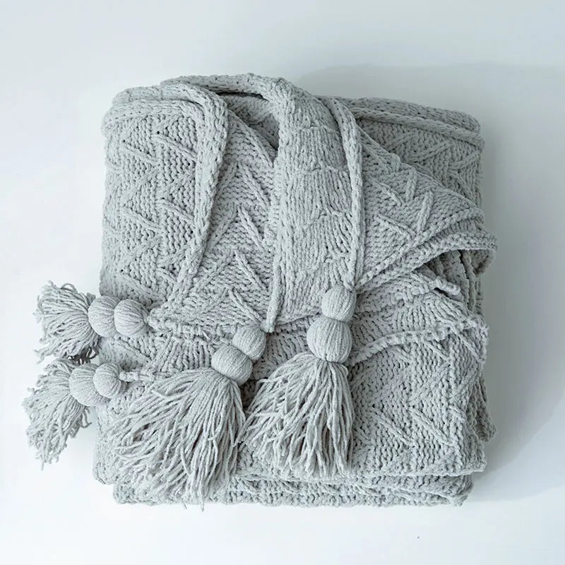 Frendorf | HeartKnit Kuscheldecke aus Chenille | Strickdesign | Für Bett & Sofa | Weich & Gemütlich