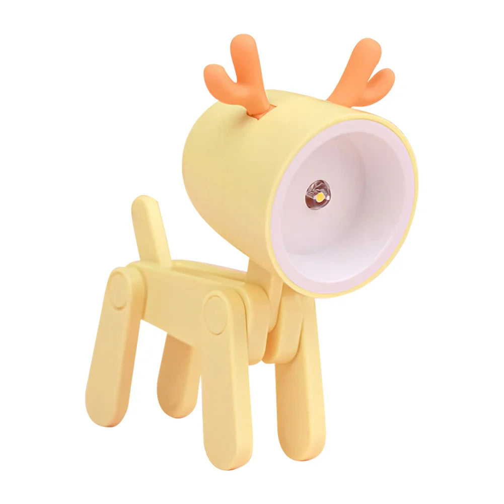 Niedliche LED Nachtlampe - Mini Haustier Hund, Reh, Dinosaurier Klapp-Tischlampe für Kinderzimmer