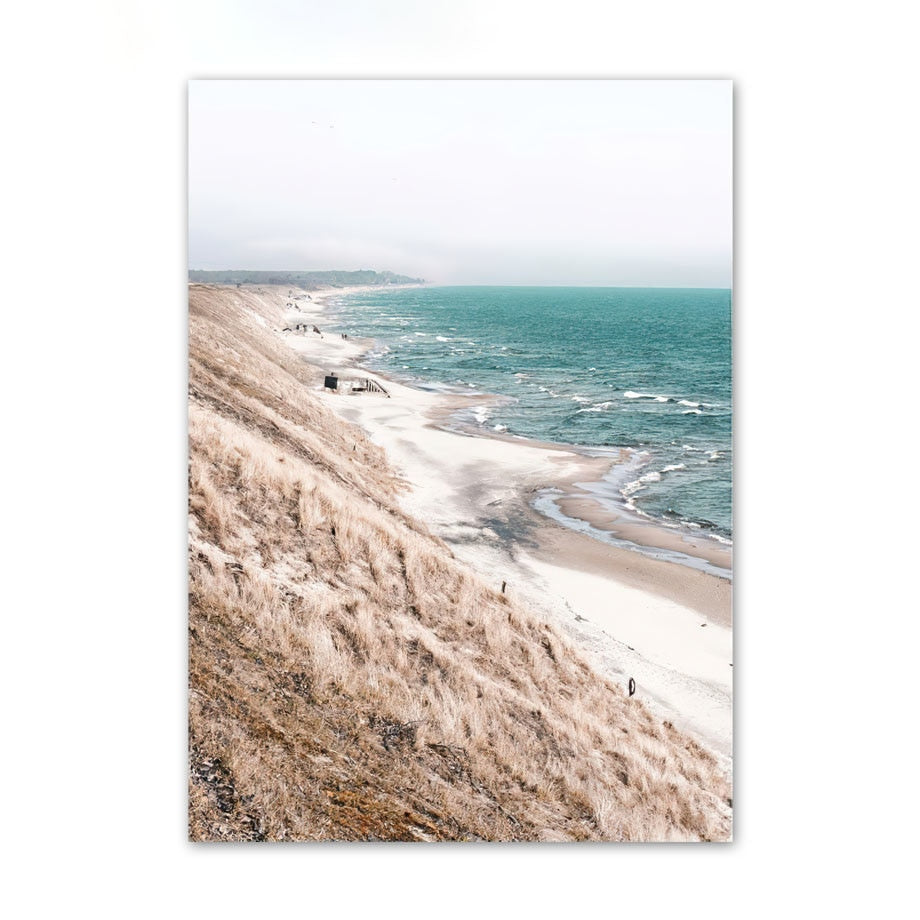 Venice Amalfi Küstenstadt Wasserfall Leinwandposter | Nordisches Schlafzimmer Wandkunst für Wohnzimmer Wohnkultur
