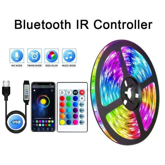USB RGB LED Strip Lichter mit App-Steuerung für Raum- & Fernseher-Hintergrundbeleuchtung Deko
