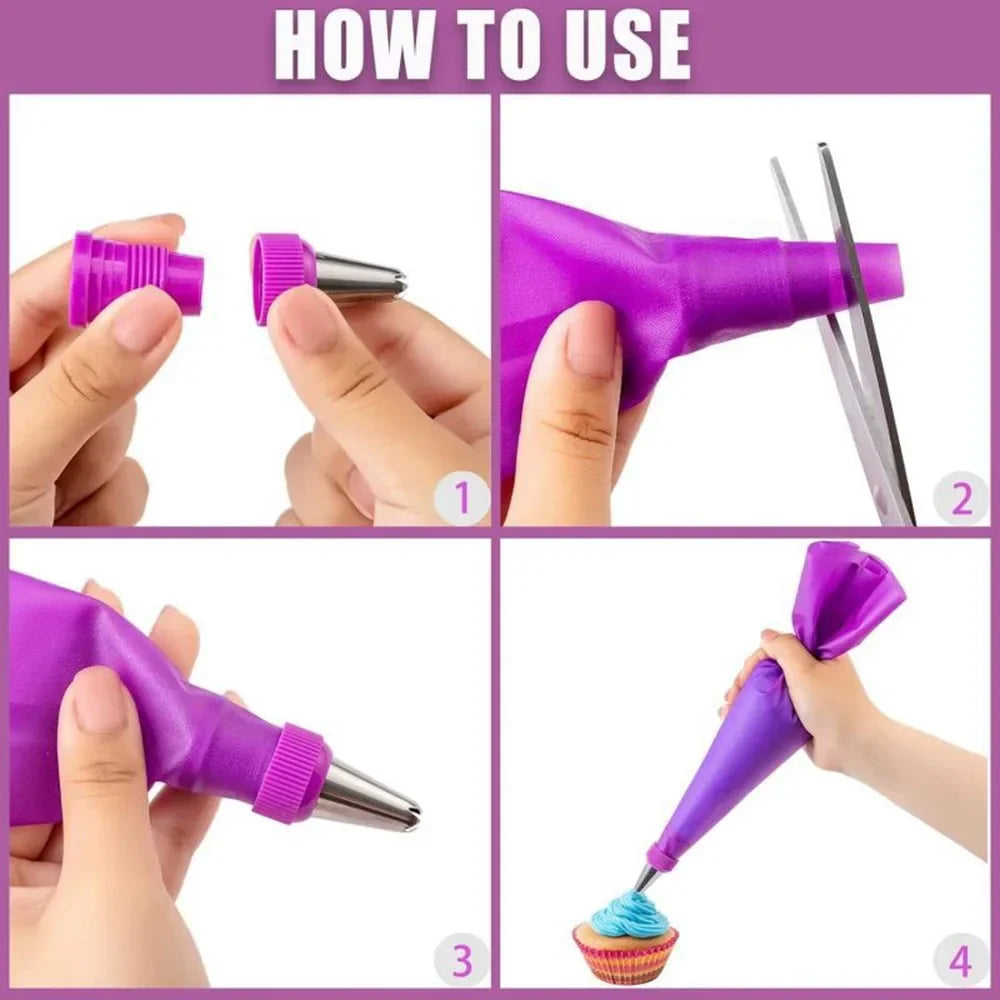 Frendorf | BakeMaster Dekor Set | Komplettes Set für Profis | 10 Spritztüllen & Silikonbeutel