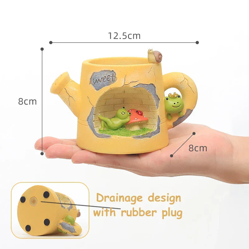 Frendorf | BloomBuddy Gießkanne Pflanztopf | Tierisches Blumentopf-Ornament für Sukkulenten & Pflanzen | Feengarten & Tischdekoration