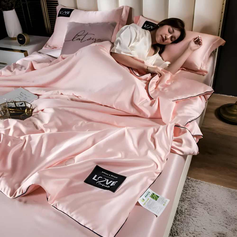 Frendorf | SilkyLux Bettdecke - Weiche & Atmungsaktive Satin Seiden Bettwäsche für Ganzjährigen Komfort