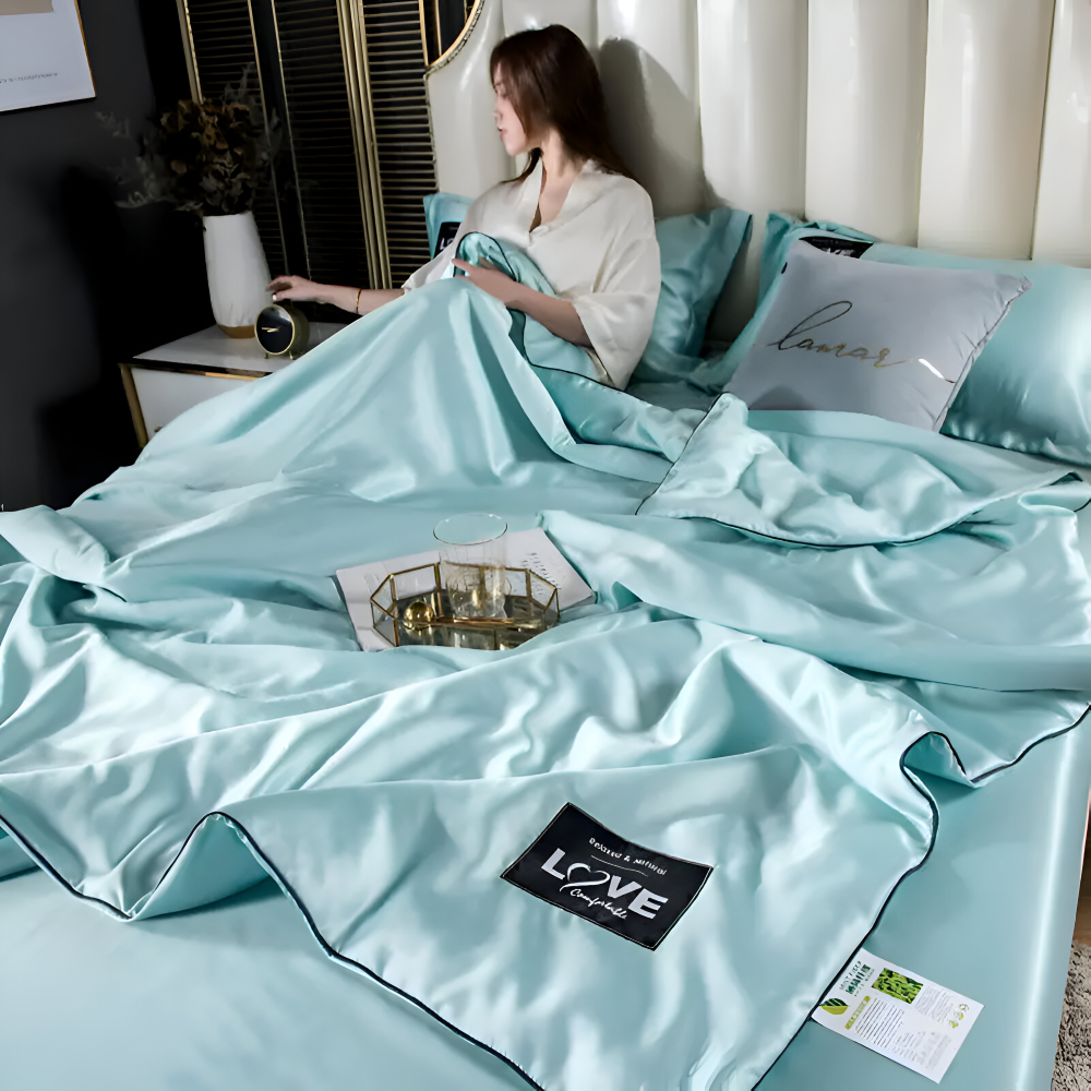 Frendorf | SilkyLux Bettdecke - Weiche & Atmungsaktive Satin Seiden Bettwäsche für Ganzjährigen Komfort