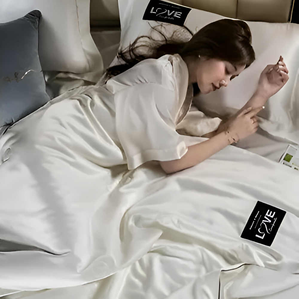 Frendorf | SilkyLux Bettdecke - Weiche & Atmungsaktive Satin Seiden Bettwäsche für Ganzjährigen Komfort