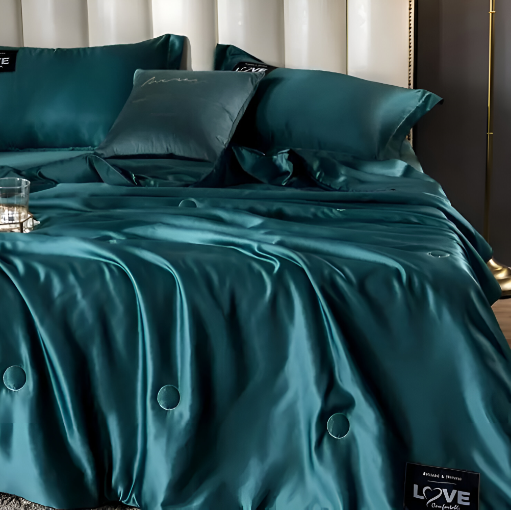 Frendorf | SilkyLux Bettdecke - Weiche & Atmungsaktive Satin Seiden Bettwäsche für Ganzjährigen Komfort