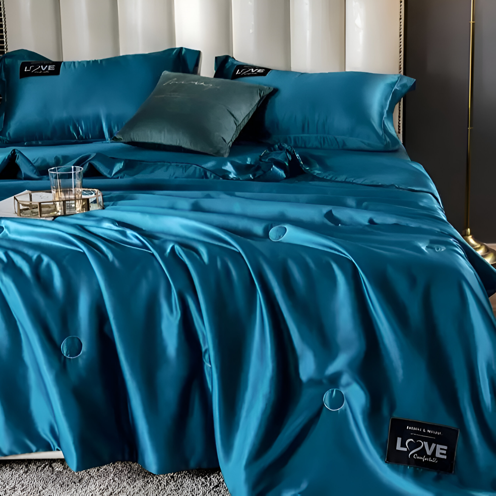 Frendorf | SilkyLux Bettdecke - Weiche & Atmungsaktive Satin Seiden Bettwäsche für Ganzjährigen Komfort