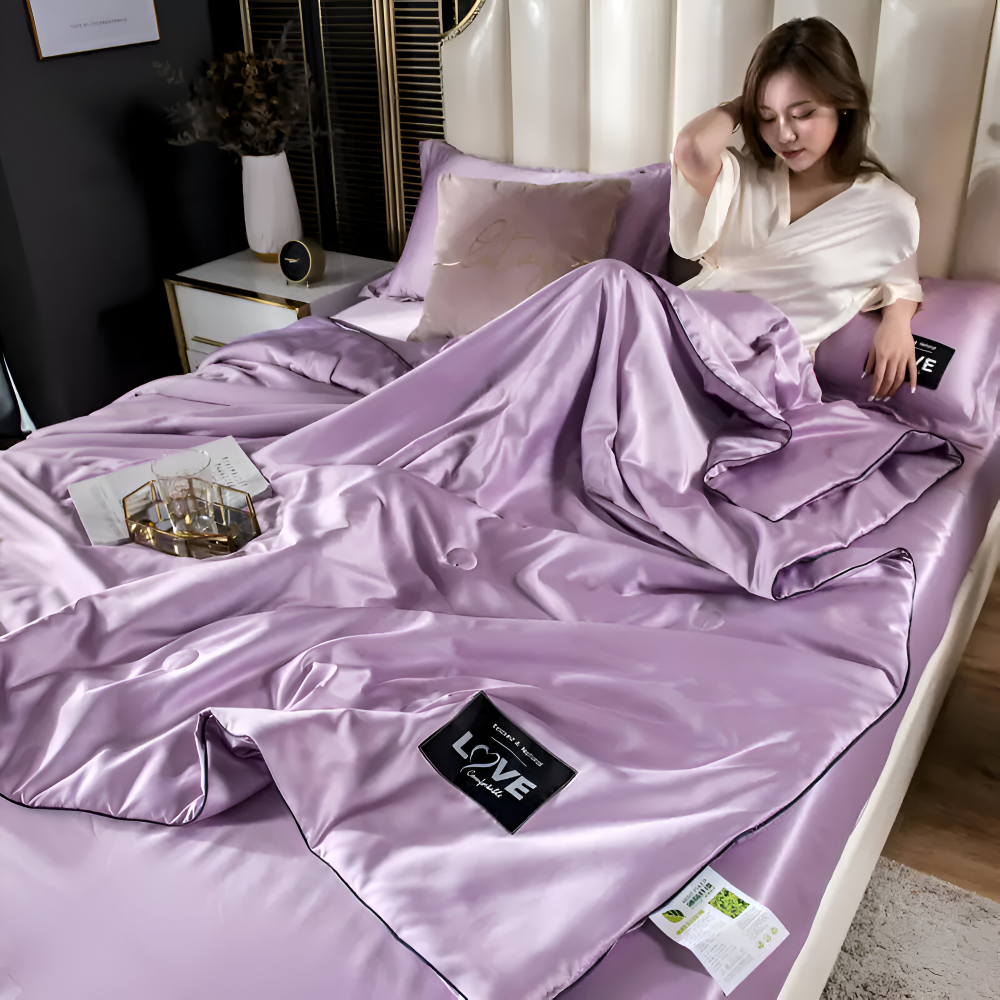 Frendorf | SilkyLux Bettdecke - Weiche & Atmungsaktive Satin Seiden Bettwäsche für Ganzjährigen Komfort