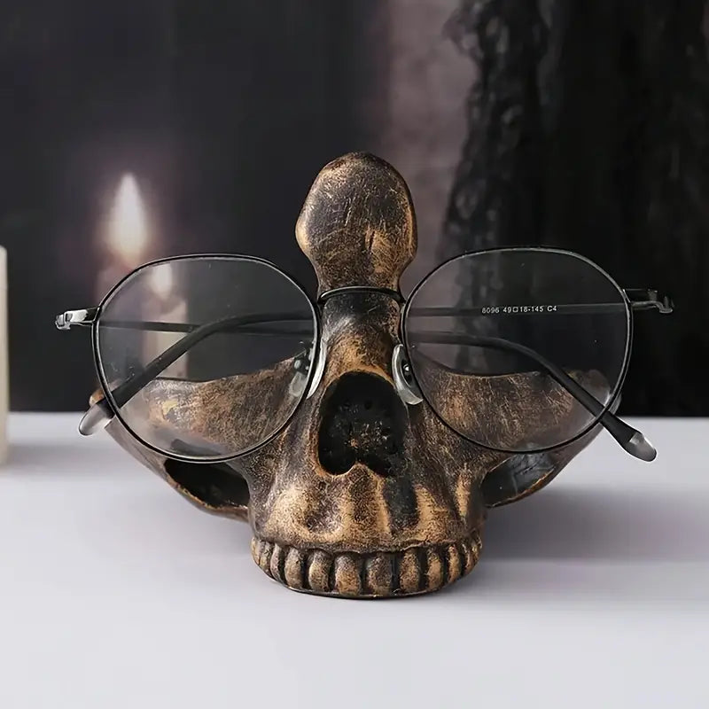 Frendorf | SkullArt Brillenhalter Schädel Statue | Gothic Stil | Deko für Zuhause | Brillenständer