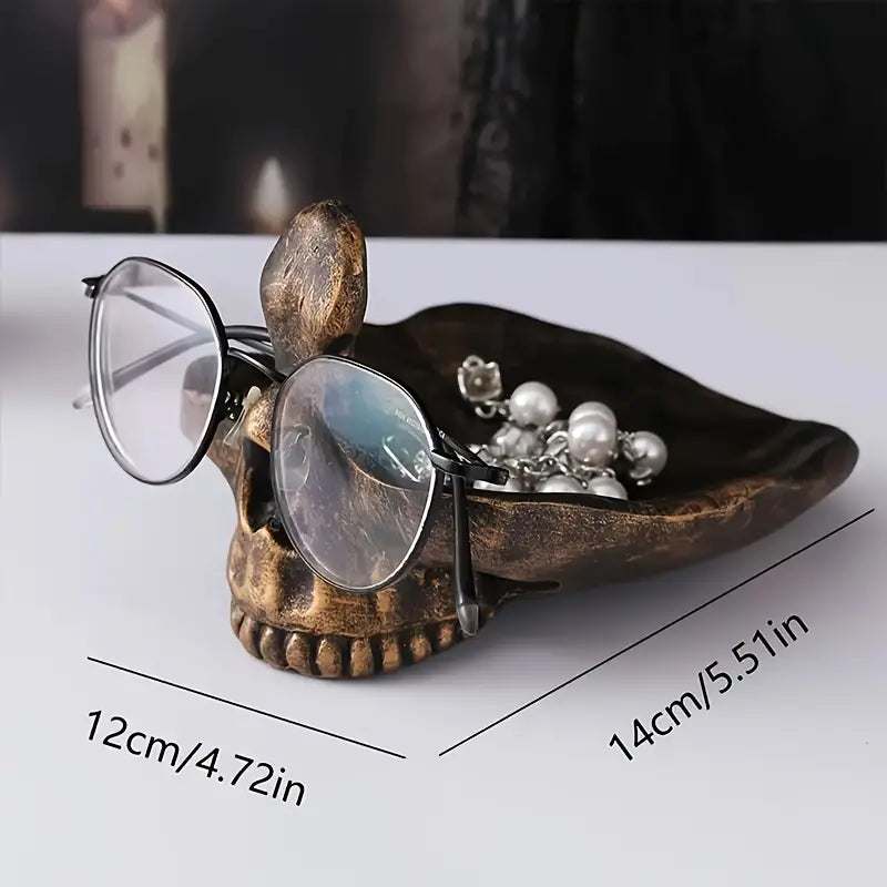 Frendorf | SkullArt Brillenhalter Schädel Statue | Gothic Stil | Deko für Zuhause | Brillenständer