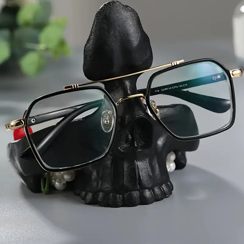 Frendorf | SkullArt Brillenhalter Schädel Statue | Gothic Stil | Deko für Zuhause | Brillenständer