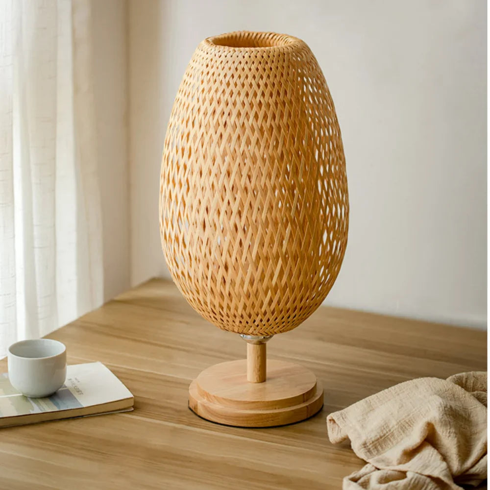 Rattanlampe - Stufenlos dimmbare Korblampe für Schlafzimmer- und Wohnzimmerdekoration