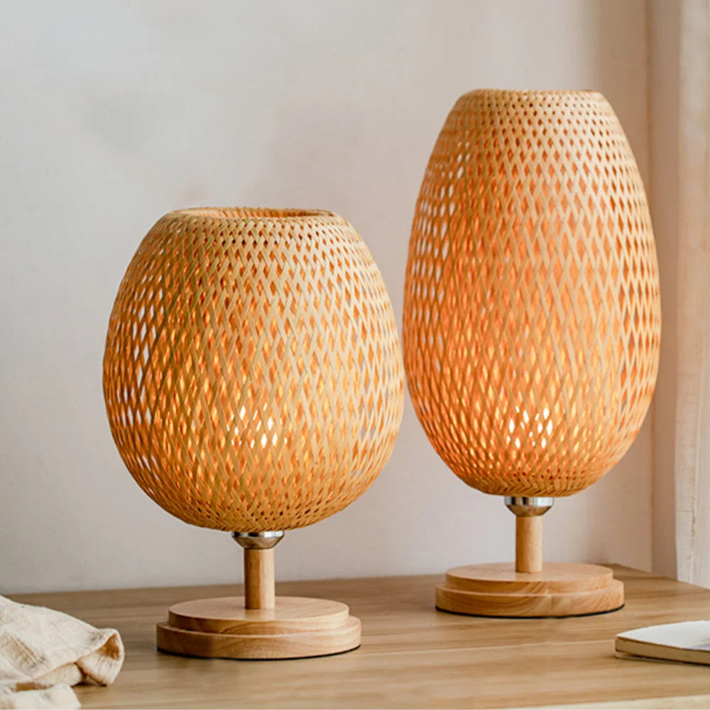 Rattanlampe - Stufenlos dimmbare Korblampe für Schlafzimmer- und Wohnzimmerdekoration