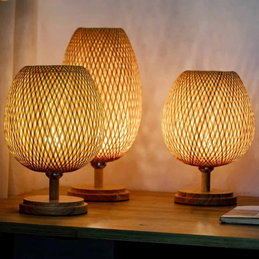 Rattanlampe - Stufenlos dimmbare Korblampe für Schlafzimmer- und Wohnzimmerdekoration