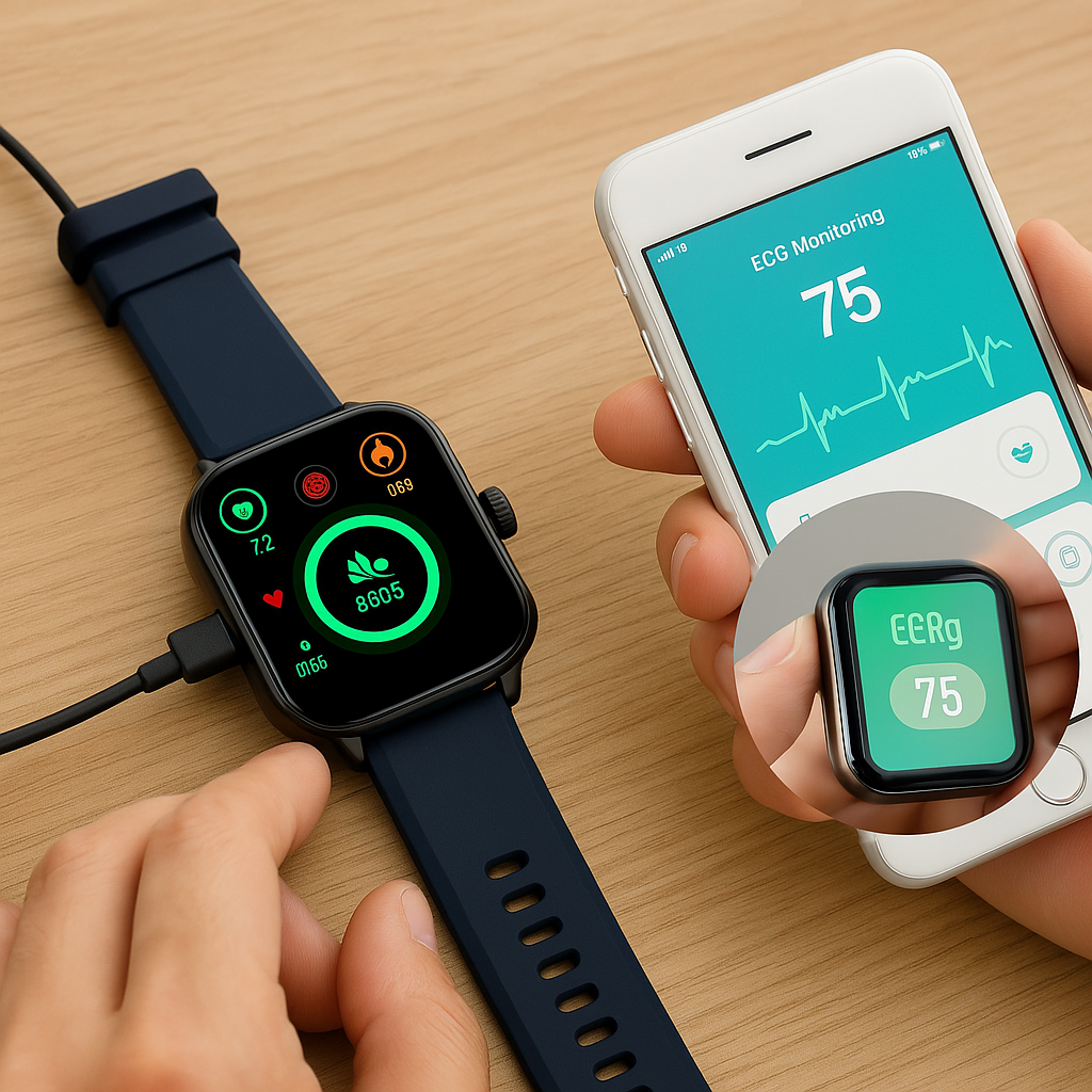 Frendorf | Smartwatch für Gesundheit & Fitness – EKG, Blutdruck, Herzfrequenzmessung – iOS & Android kompatibel