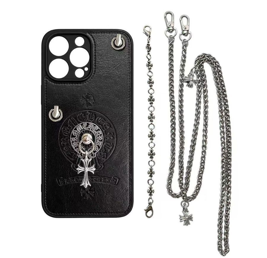 Frendorf | Multi-Chain Chrome Heart Full Wrap Schutz Crossbody Kettenetui für iPhone